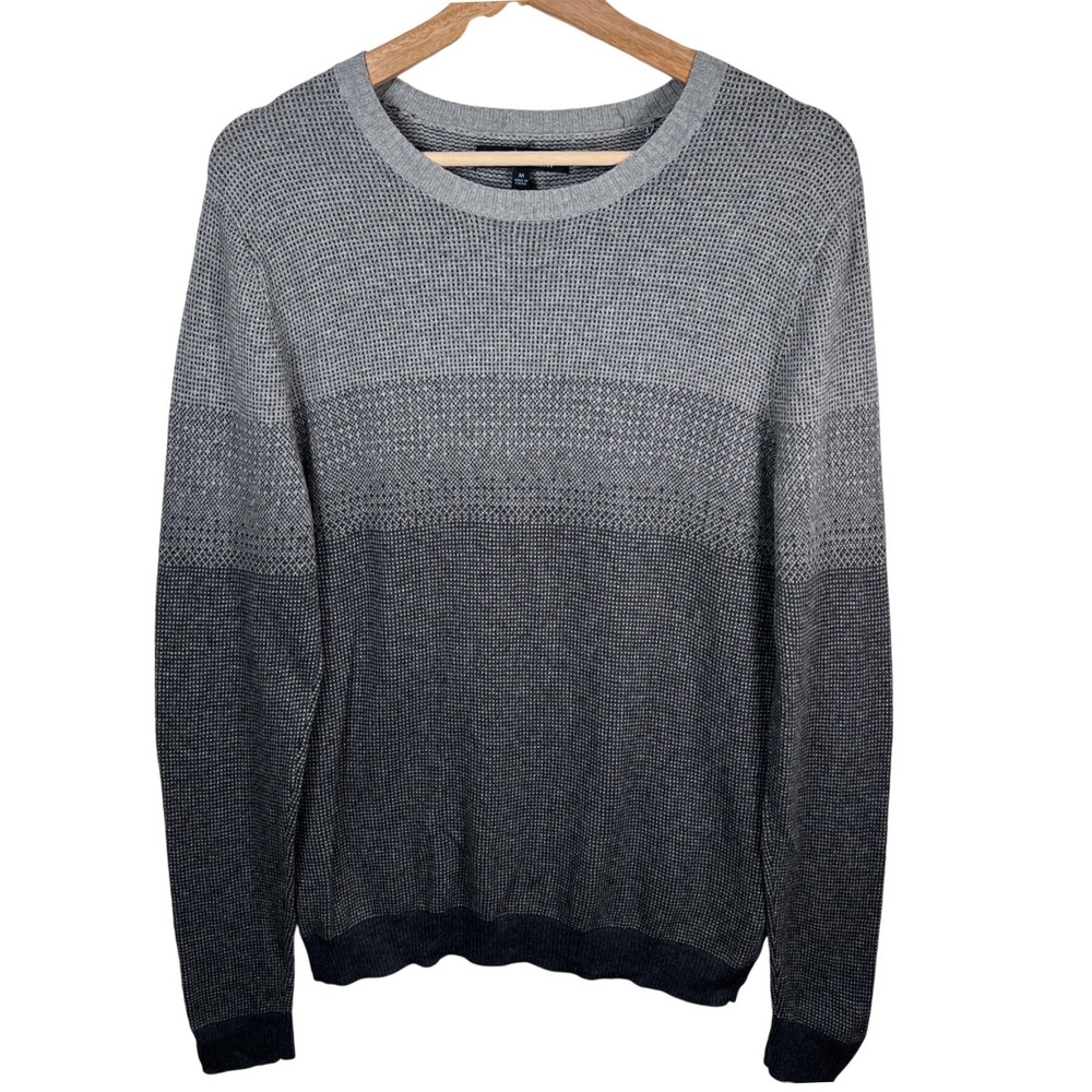 Marc Anthony Mens Cotton Cashmere Crew Neck Sweater‎ Gray Ombre Knit Size Medium